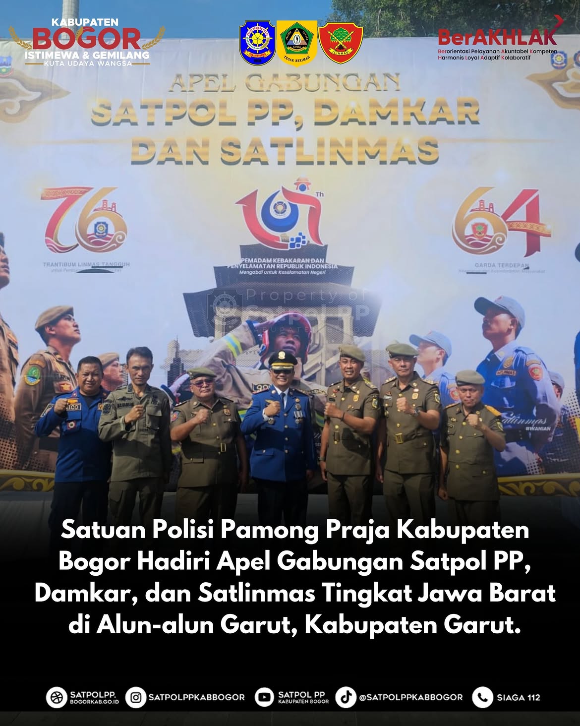 Satuan Polisi Pamong Praja Kabupaten Bogor menghadiri Apel Gabungan Peringatan Hari Ulang Satuan Polisi Pamong Praja ke-76